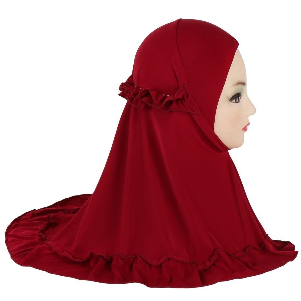 With Crinkles Ruffled Hem Hijab Soft Turban Caps Elegant Girl's Head Scarf Eid Al-Fitr