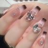 Clear Pink Long Fake Nails with Black Smudging Tip Durable & Never Splitting Comfort Fake Nails for Shopping Traveling Dating