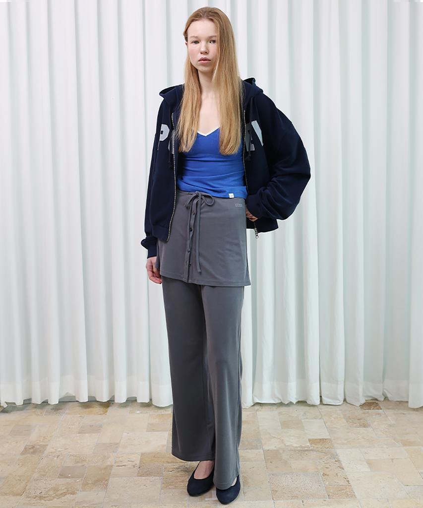 POEV Relaxed-Fit Layered Skirt Pants - Dark Navy