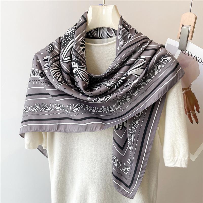 

Корейский Популярный Шарф из Шелка с Принтом Пейсли 90X90см Мягкий для Женщин Квадратная Шаль Хиджаб Фуляр Лента для Волос Повязка на Голову Шейный Платок 90X90cm