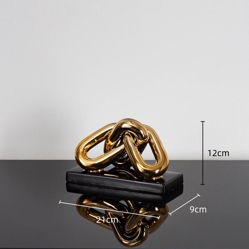 Ceramic Handicraft Golden Chain Skeleton Lock Ceramic Furniture Gold Ring Decorative Figurines Home Decoration Accessories