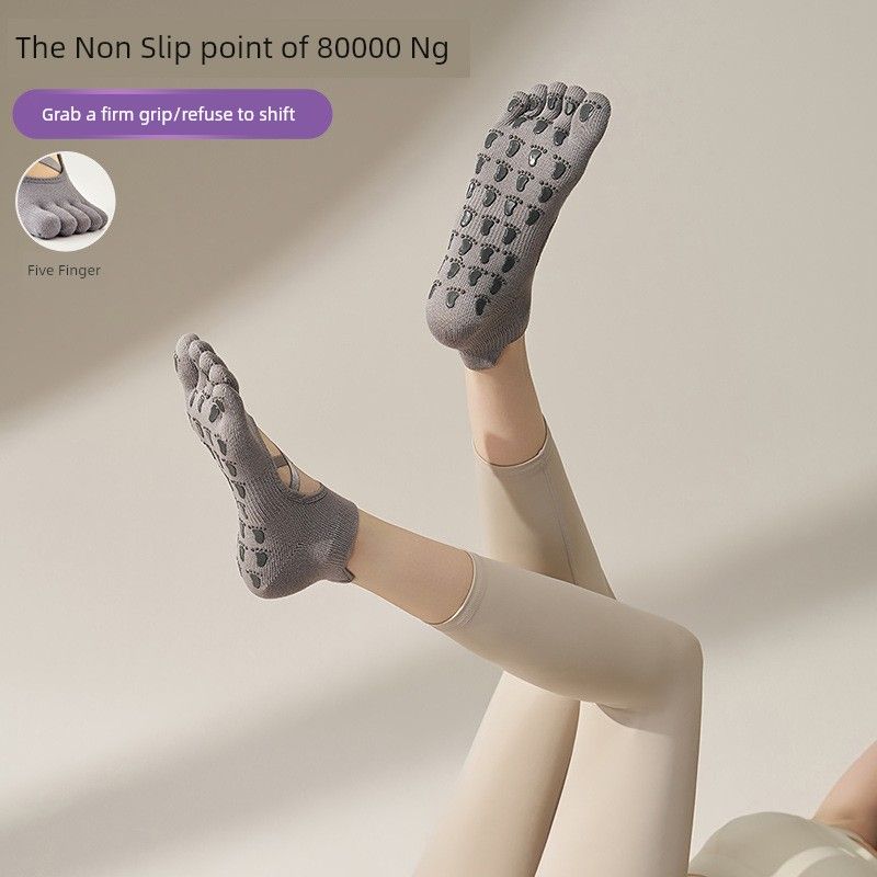 

Five-Finger Yoga Socks Summer Thin Non-Slip Socks Women s Pure Cotton Breathable Pilates Sports Short Socks Ya Grey