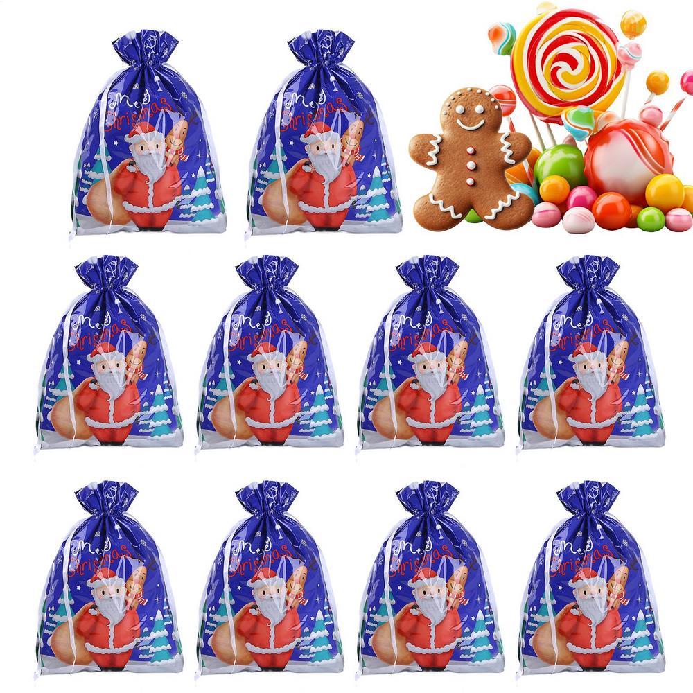 

Рождественские пакеты для сладостей, пакеты для рождественской упаковки, 10 шт. рождественских пакетов для закусок, сумка-мешок с завязкой, алюминиевая фольга Other