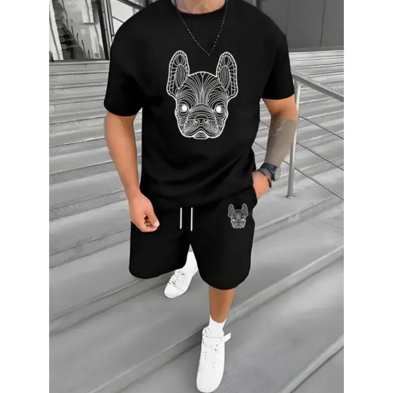 

Summer Men s Quick Drying Casual Short Sleeved T-shirt and Shorts Set, Urban Street Fashion Running Sports Two-piece Set XL