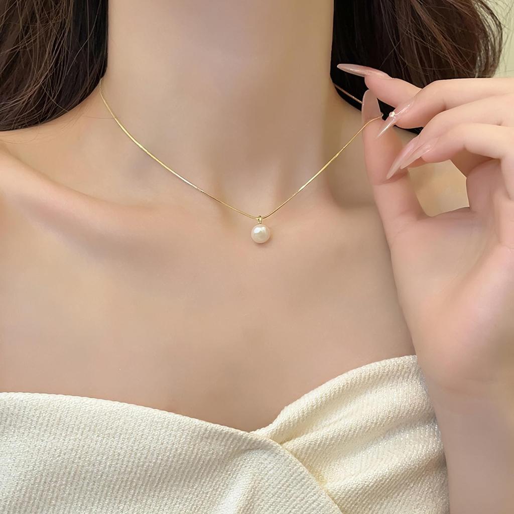 Pärlhalsband för Perfekt för Pärl Venetianskt Justerbart Gåva för Gåvobox Ingår [Mesaro] Kvinnor, Hypoallergent, Bröllop, Begravningar, Hänge,