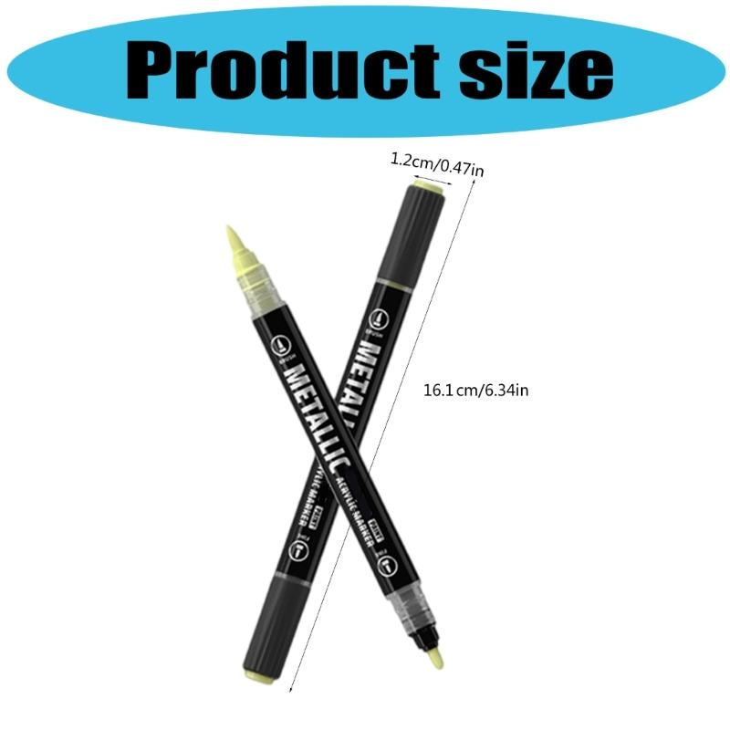 Double Ended Acrylic Marker Metallic Paint Pen for Painting On Paper Wood Fabric Metal Stone Card Making Scrapbooking
