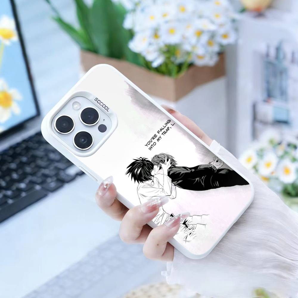 Cool Anime Character Death Note Phone Case For iPhone 16,15,14,13,12,17,Pro,MAX White Matte Shockproof Cover