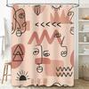 Minimalist Bohemian Bathroom Decor Shower Curtain with Abstract Line Art Print In Pink Black Modern Wall Hanging Home Textiles F