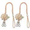 Adjustable Window Curtain Tiebacks Set Floral Pearls Accent Home Decorations Window Drapery Ties Ropes Easy Installation Milk Tea Color