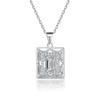 S925 Sterling Silver Octagram Pendant Dream Catcher Square Diamond Zircon Necklace Women's High Sense of European and American Style