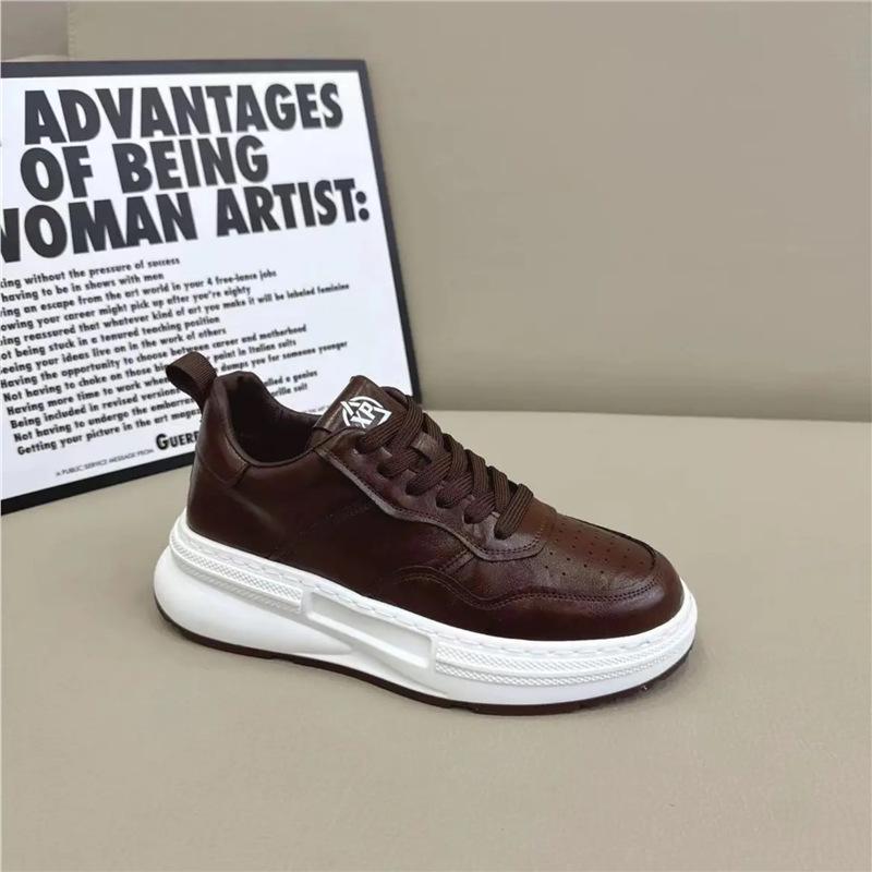 Retro dad shoes autumn and winter new comfortable leather casual board shoes qs