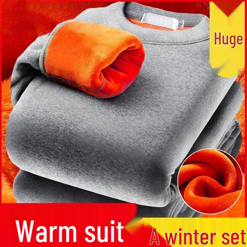 

Мужской термобельевой комплект из золотистого велюра на флисе для осени/зимы: Прочный, молодежный комплект: топ и брюки для защиты от холода XL светло-серый