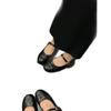 Sheepskin version~ leather simple pointed Mary Jane shoes women's 2025 height increase one-word buckle with round head ballet shoes