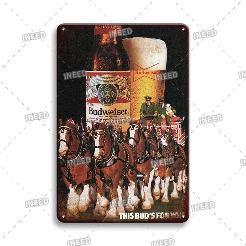 Original Budweiser Bier-Blechschild, lustige Metallplakate, Retro-Wandschild, Vintage-Schild für Bar-Club-Wanddekoration