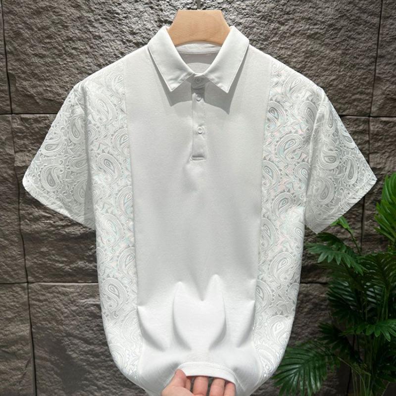 

Men s Black Short-Sleeve Polo Shirt Summer Minimalist Stylish Versatile Panel Design Casual Fashion Comfortable Polo Top S