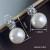 Simple Stylish Simulated Pearl Earrings with Cubic Zirconia Fashionable Women Silver Color Luxury Trendy Jewelry