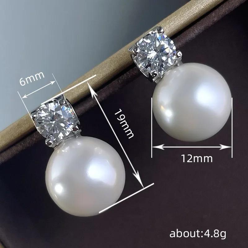 Simple Stylish Simulated Pearl Earrings with Cubic Zirconia Fashionable Women Silver Color Luxury Trendy Jewelry