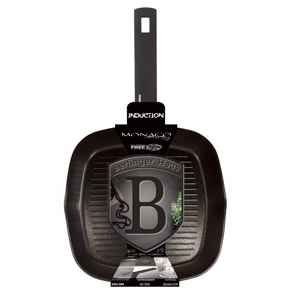 Grill pan with titanium coating, square, 28 , BERLINGER HAUS Monaco BH-7092
