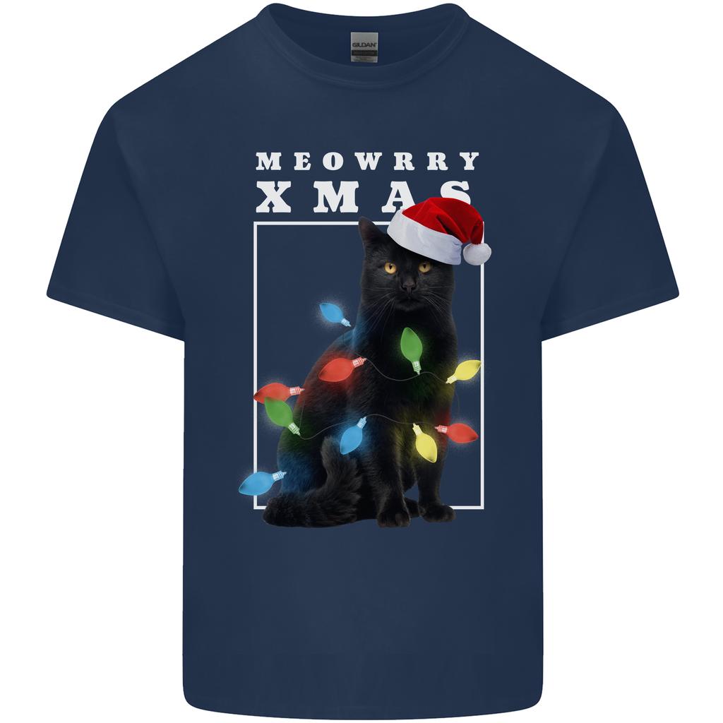 Meowy Christmas Tree Funny Cat Xmas Unisexs Light Cotton TShirt