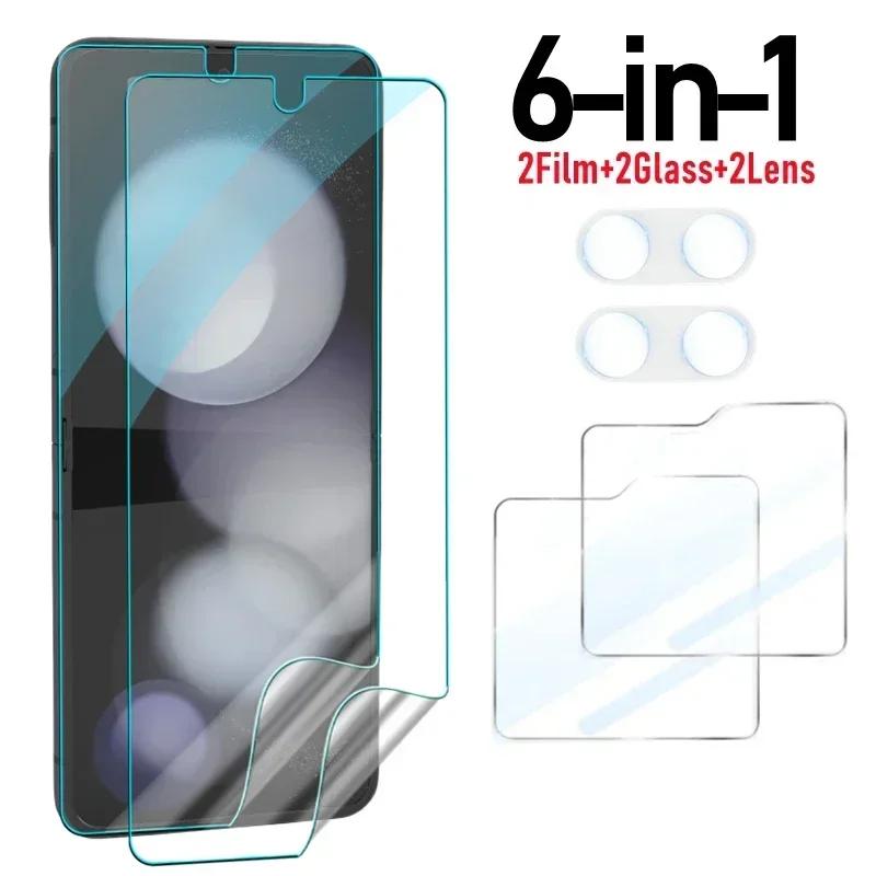 Flip 7 Full Coverage Inner Hydrogel Film for Samsung Galaxy Z Flip 7 Flip 6 5 Tempered Glass Screen Protectors Camera Lens Films
