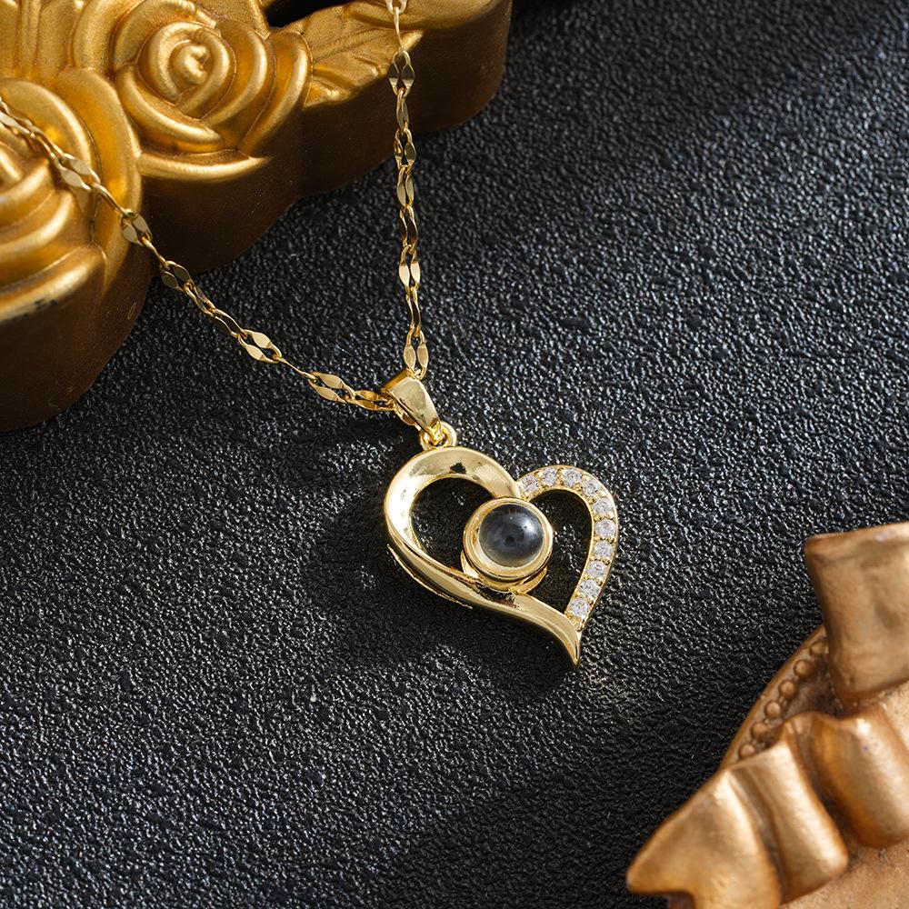 "I Love You" Multilingual Projection Necklace - Women's Clavicle Chain Jewelry