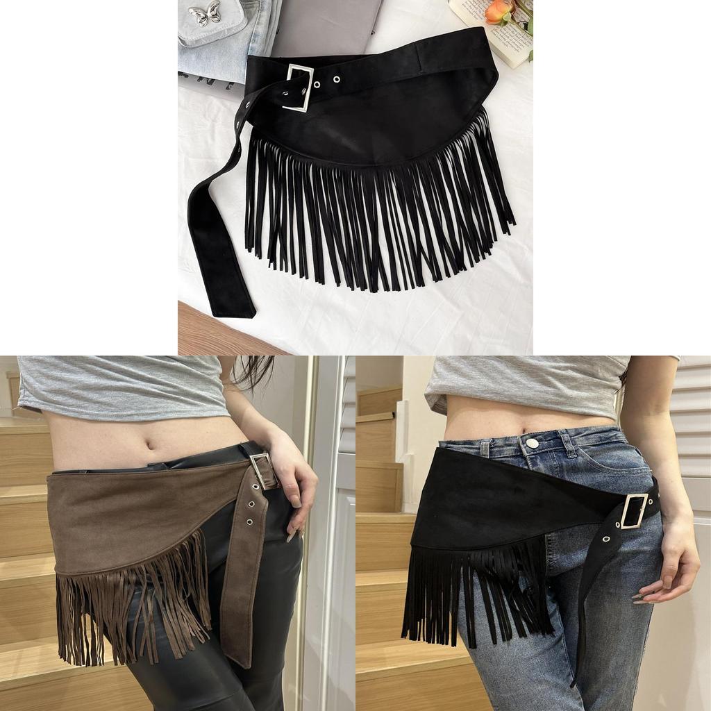 Vintage Western Leren Franje Tailleband Voor Dames Lente Zomer Straatmode