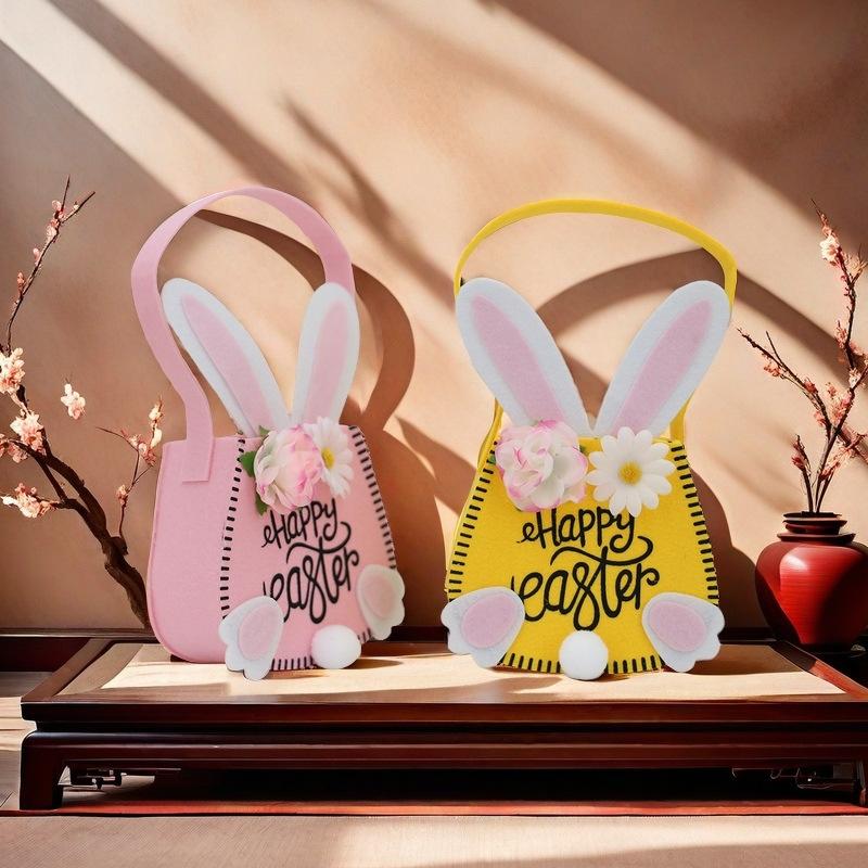 1pcs Easter Handheld Basket Home Rabbit Decoration Simple Storage Basket Cute Bunny-Shaped Tote for Easter Gifts & Home Decorate