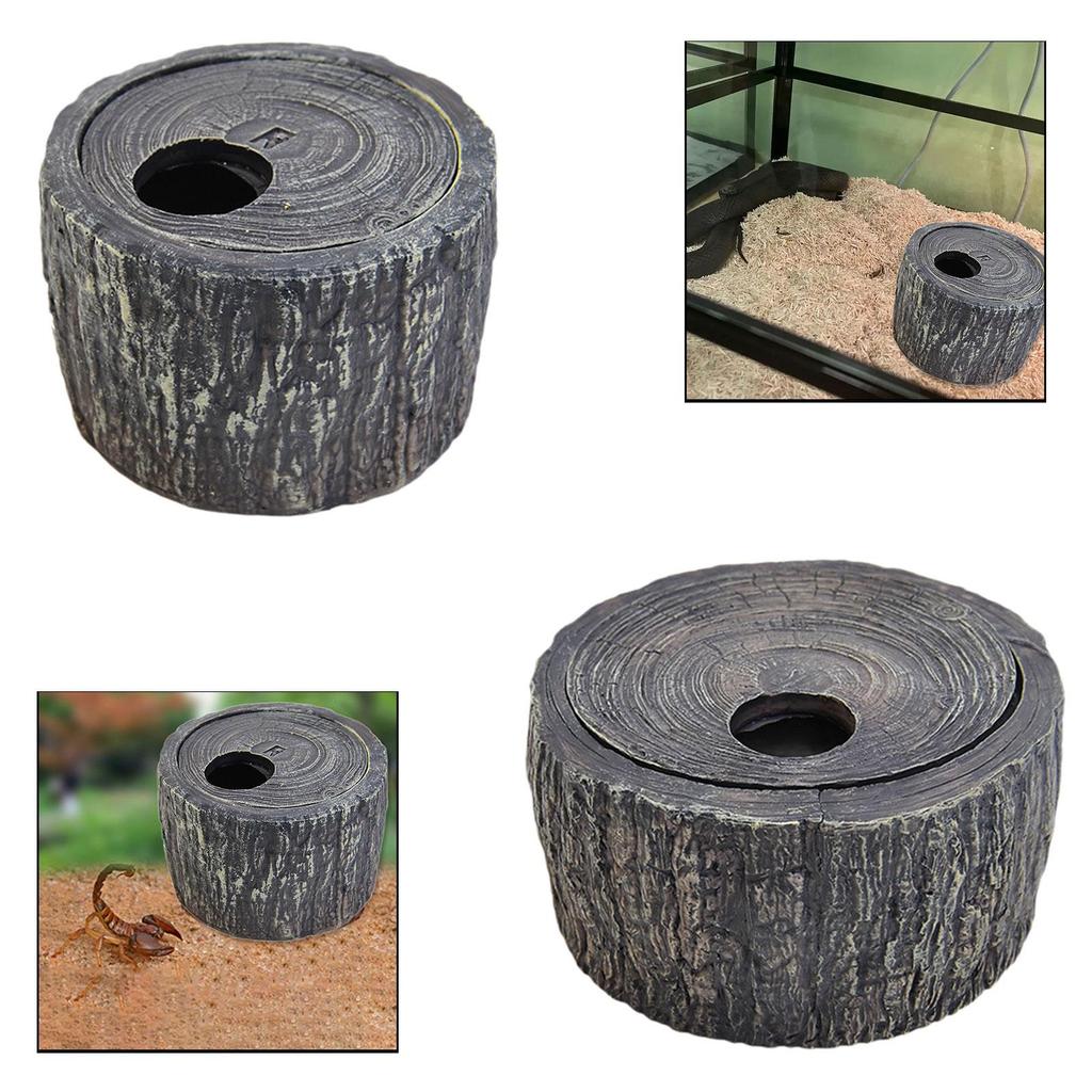 Tree Trunk Cave Simulation Resin Reptile Shelter Hideout Decorative Durable Habitat for Lizard Enclosure Accessories