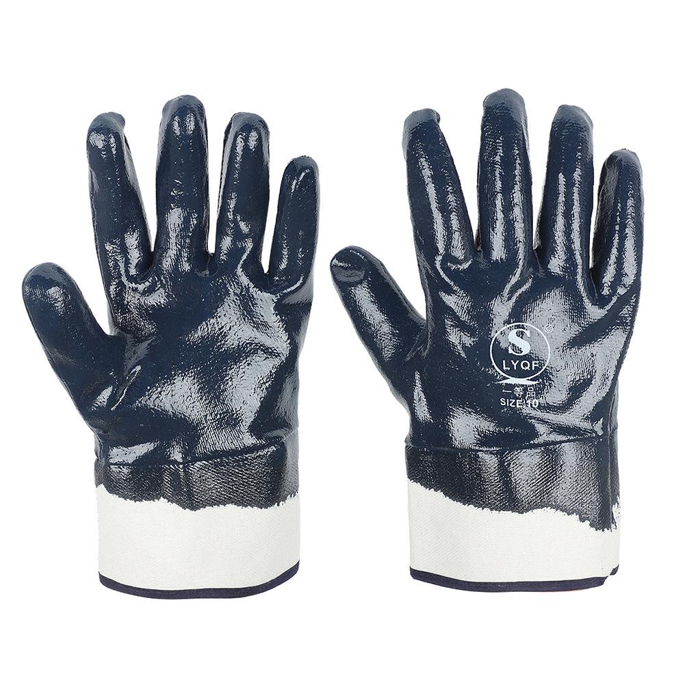 Rubber Impregnated Wear-Resistant Oil-Resistant Waterproof Non-Slip Work Gloves Full Hand Nitrile Rubber Protective Gloves темно-синий