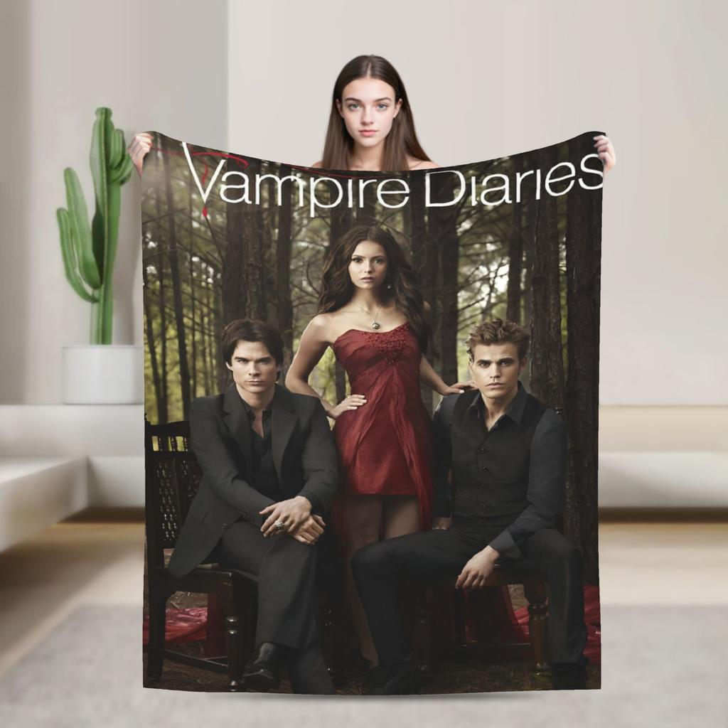 Damon Salvatore Blankets The Vampire Diaries Plush Funny Breathable Throw Blankets for Home Autumn/Winter