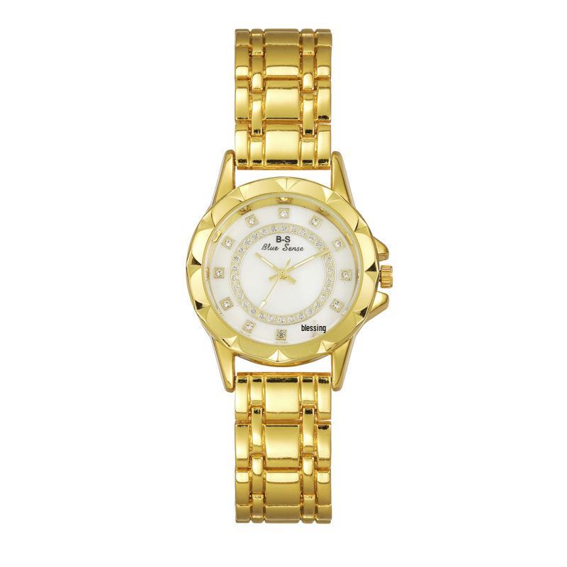 Ladies Luxury Diamond Watch with Trendy Alloy Steel Band золотой