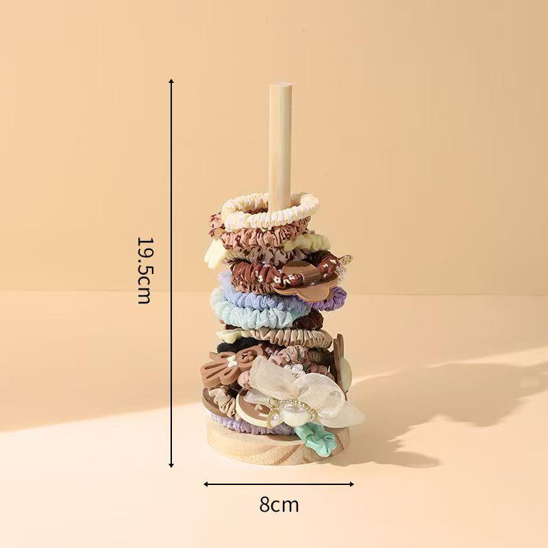 Solid Wood Bracelet & Hair Tie Display Stand - Jewelry Rack & Bangle Props for Live Streaming.