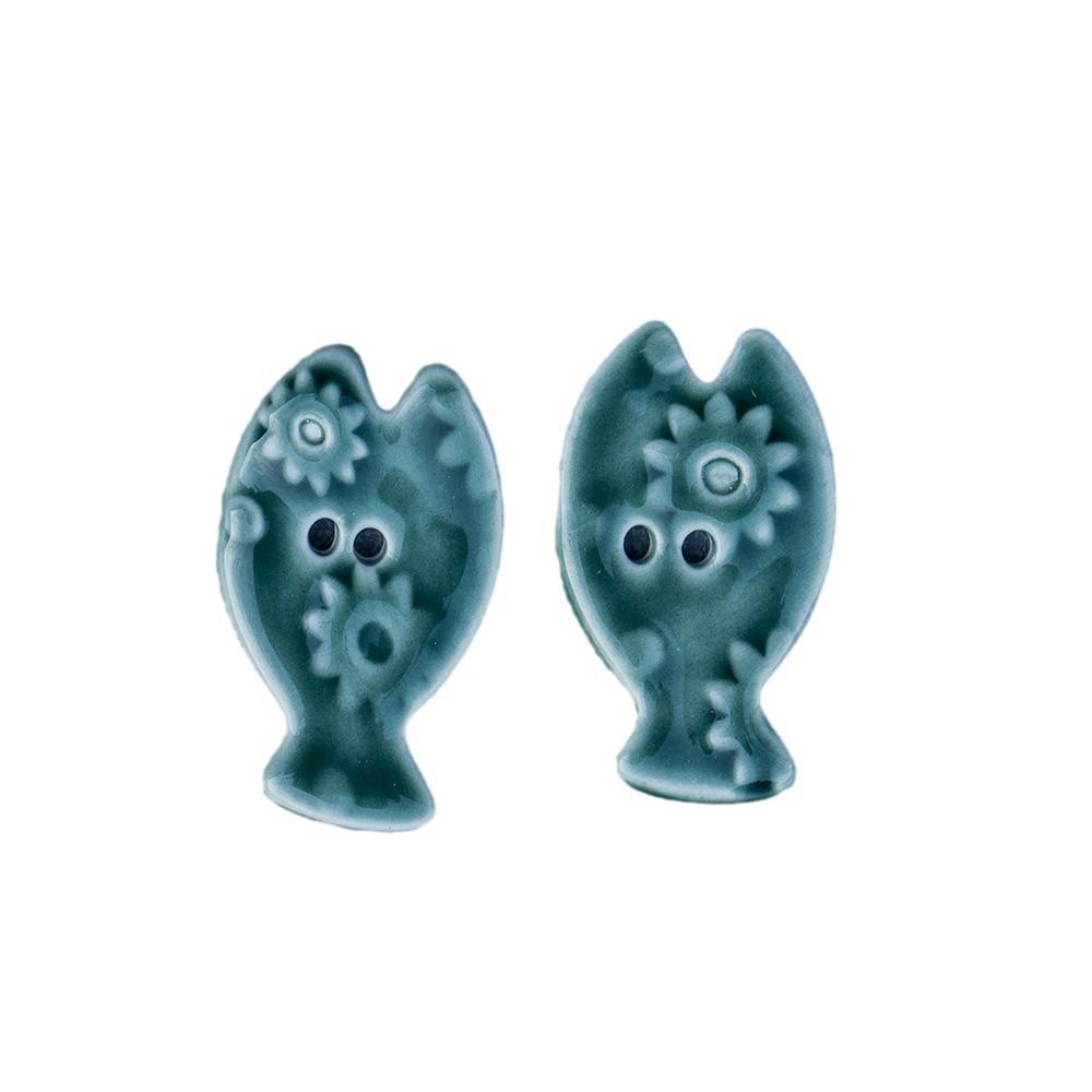 Small Ceramic Fish Buttons for DIY Crafts - Handmade Ornaments for Bracelets, Necklaces & Clothing