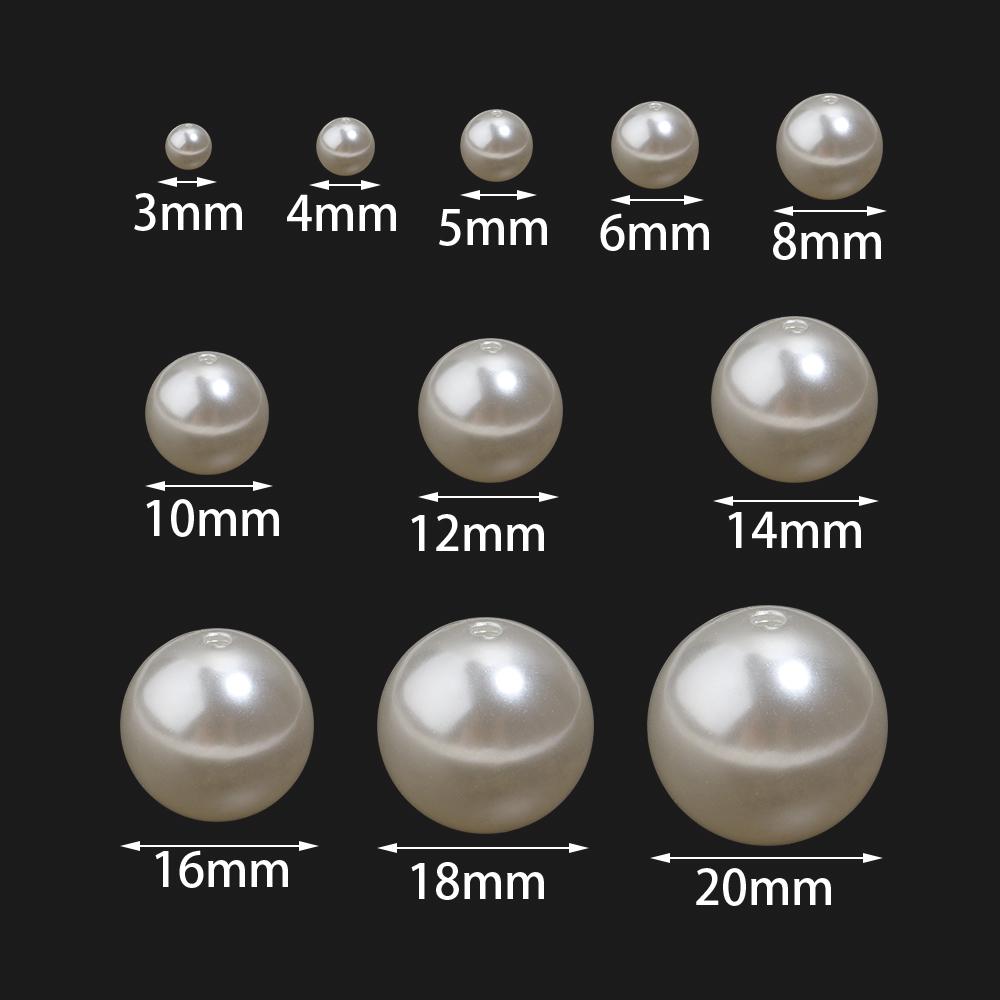 10-1000pcs Beige ABS Imitation Pearl Beads Multisize Round Loose Beads With Hole For Jewelry Making DIY Bracelets Accessories