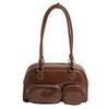 Winter niche high-end shoulder bag retro trendy underarm bag women's winter new fashion oil wax leather square