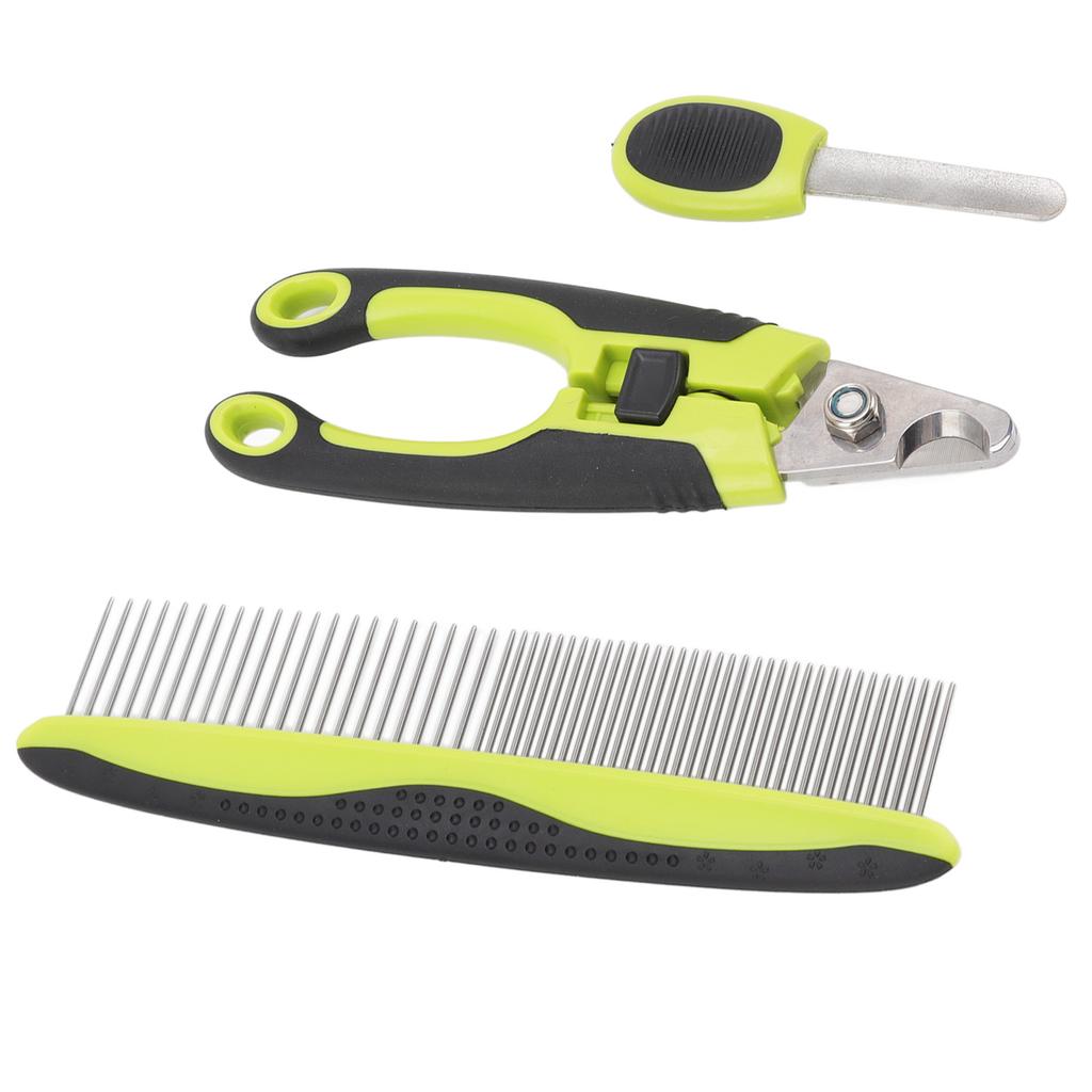 Haustierpflege-Set Edelstahl Ergonomischer Haustierkamm Hunde-Nagelknipser und Trimmer-Set mit Feile für Katzen Hunde