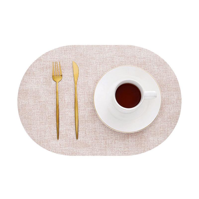 INS Fabric Pattern PU Faux Leather Placemats Waterproof Oilproof Heat Insulation Pad Dining Table Kitchen Counter Mats Pads