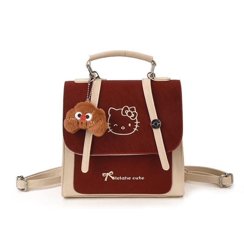 Cartoon Hello Kitty Cat Pu Backpack For Women And Men With Multiple Pockets For Daily Use