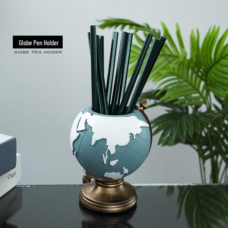 European Retro Globe Pen Holder - Room & Office Decor, Desktop Storage, Student Gift