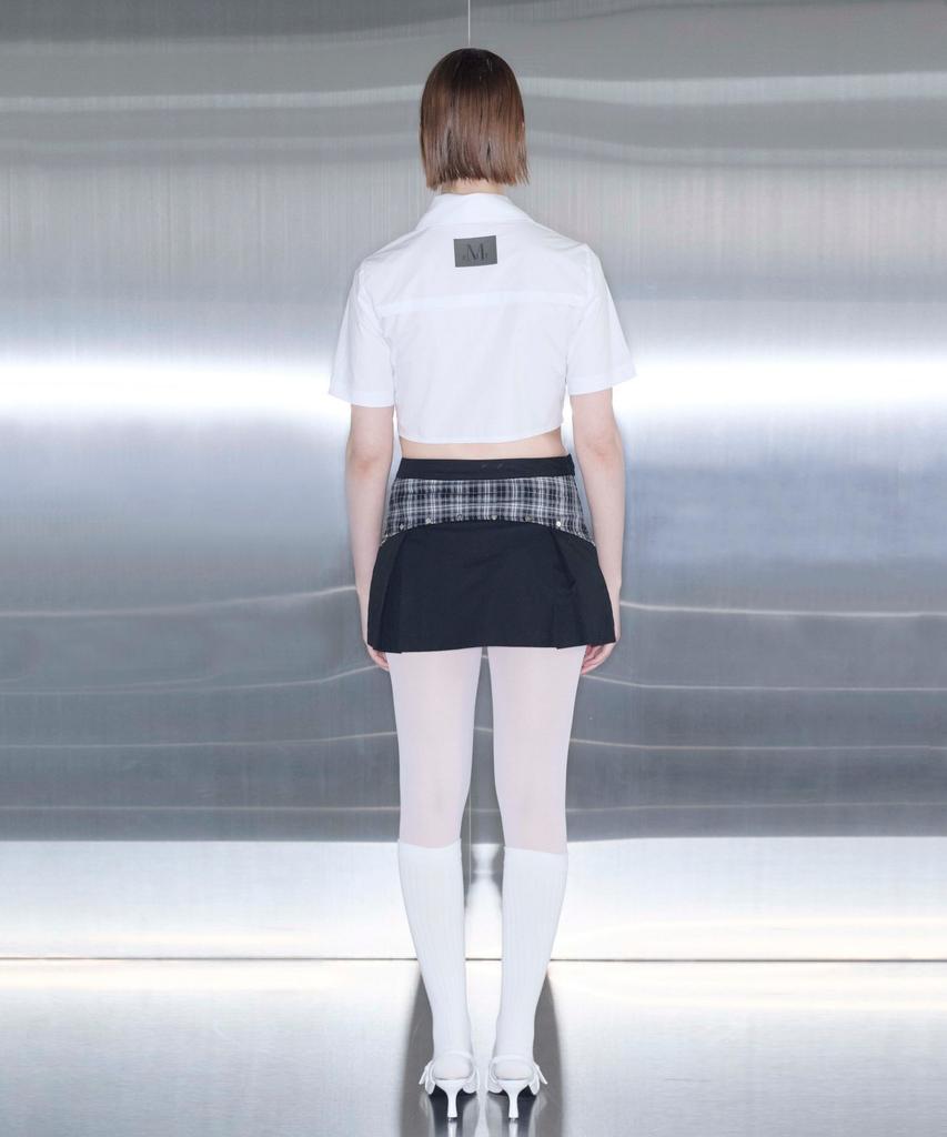 Mucent Stride Setup Check Color Block Mini Skirt