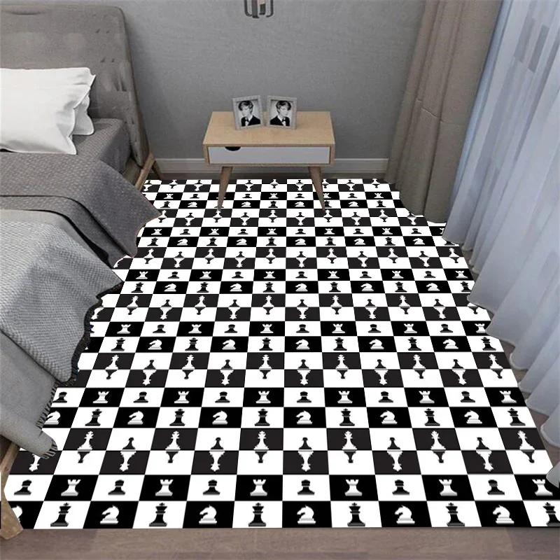 Intelligence Game Chess Inspired Decor Carpet Rug King Queen Rook Bishop Knight Pawn Cozy Living Room Floor Mat Area Rug