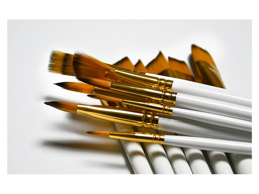 Aishake 15-Piece Nylon Hair Paint Brush Set with Black Canvas Bag and Sponge Scraper
