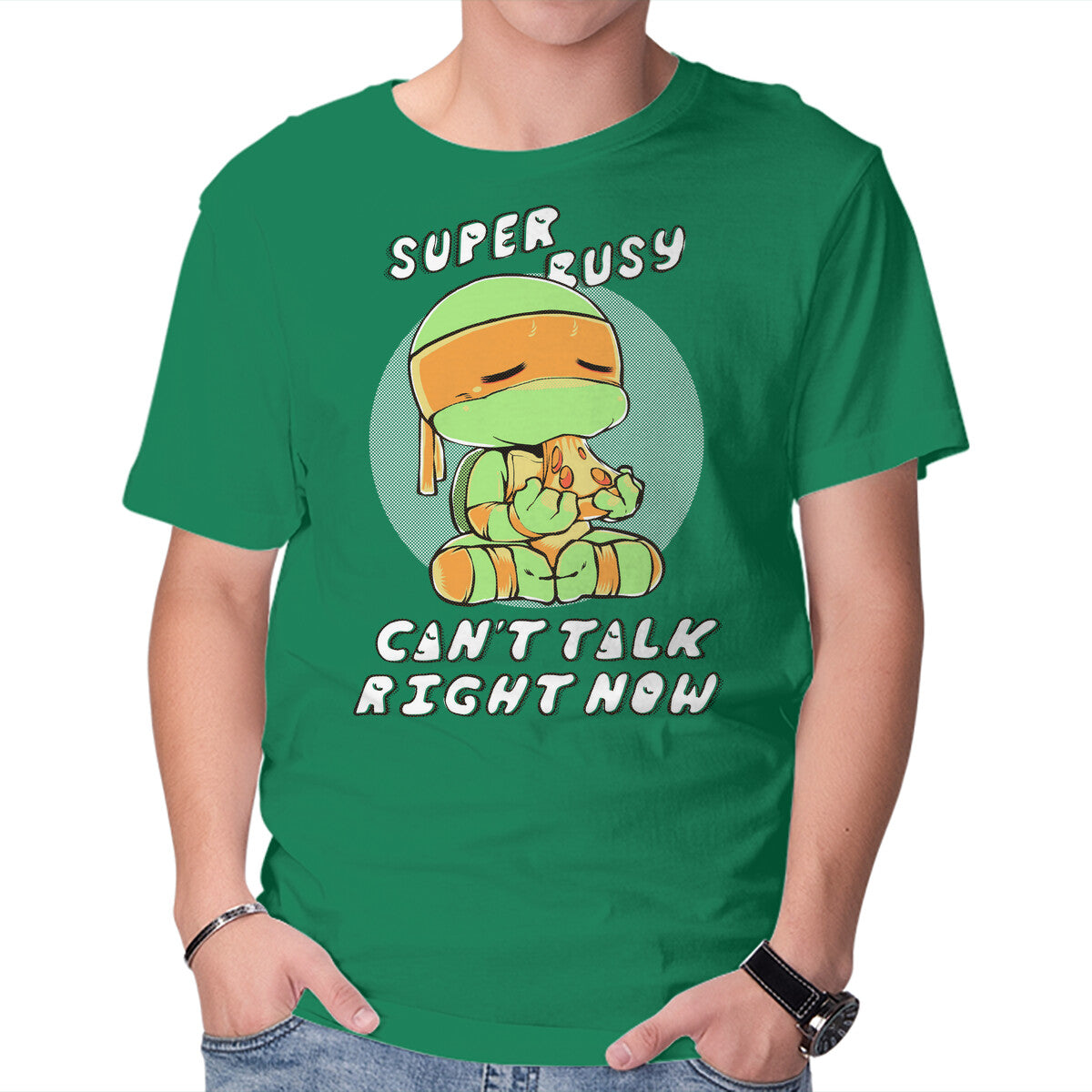 Unisex Crew Neck T-Shirt Super Busy Graphic Short Sleeve Casual Tee L