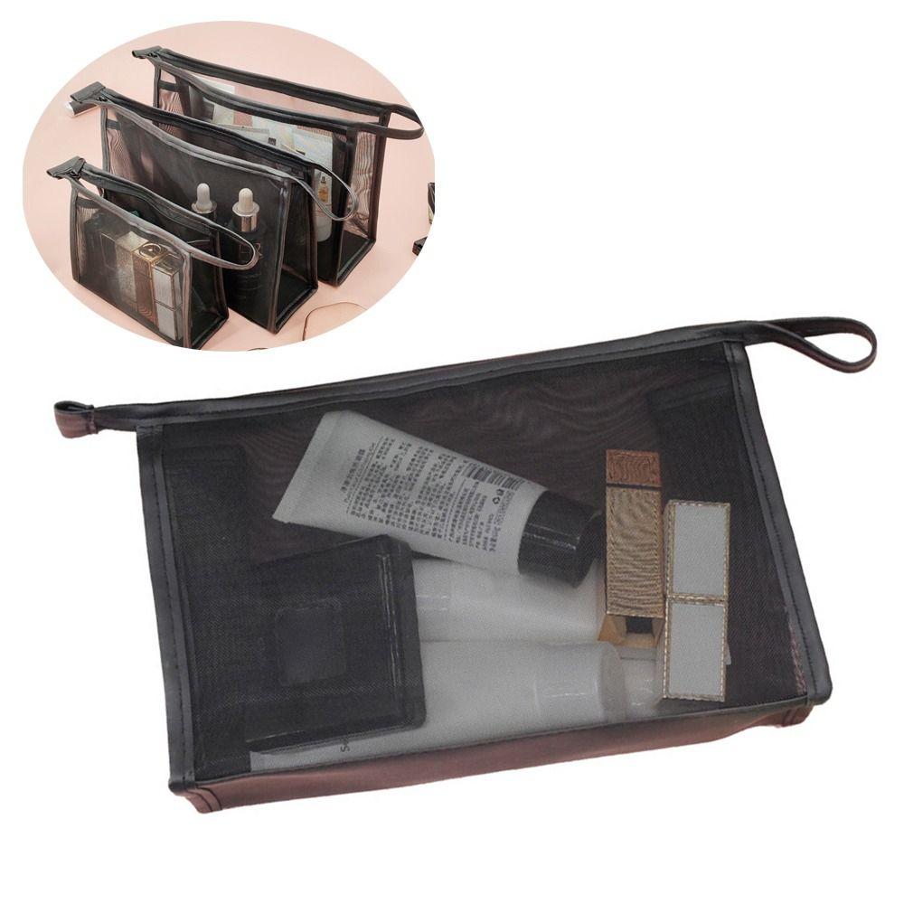 Mesh Transparent Makeup Bag Simple Style Portable Lipstick Storage Bag Large Capacity Organization Bag Toiletries Organization
