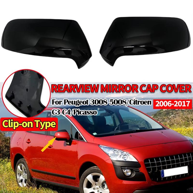 For Peugeot 3008 Mk1 2009-2017 MPV 5008 Citroen C3 C4 Pair Replacement Rearview Side Mirror CoversCar Accessories