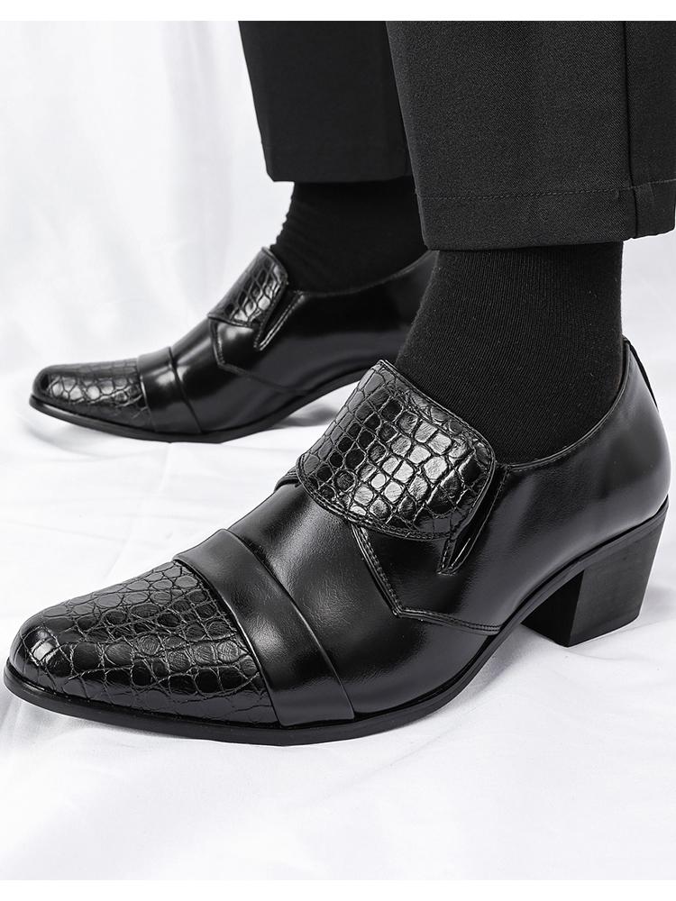 High Heeled Casual Business Leathers Shoes Men Classic Wedding Formal Social Shoes Men Retro Men's Dress Shoes