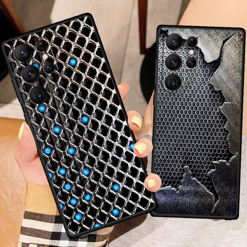 Creative metal style pattern Phone Case For Samsung Galaxy S26 S25 S24 S23 S22 S21 S20 Ultra Plus FE 5G Black Soft TPU