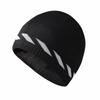 Night outdoor sports reflective silk knitted hat velvet warm cycling winter hat safety warning windproof and cold hat