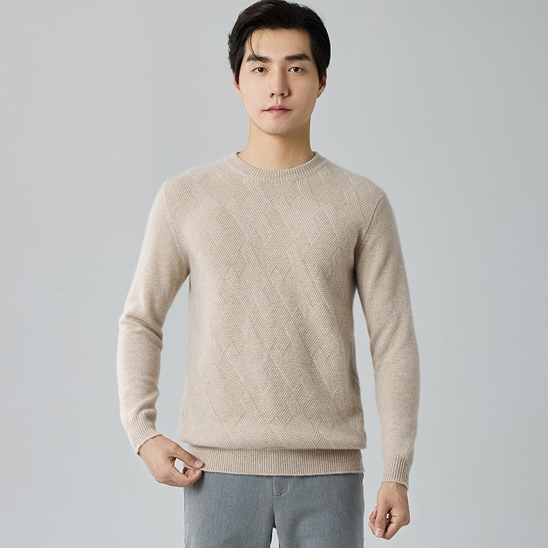 Crew neck thickened cashmere sweater men's 2025 new warm sweater bottoming knitted sweater mat knitted wool sweater