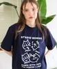 BONIEE Dance With Cats Graphic Loose T-Shirt Navy